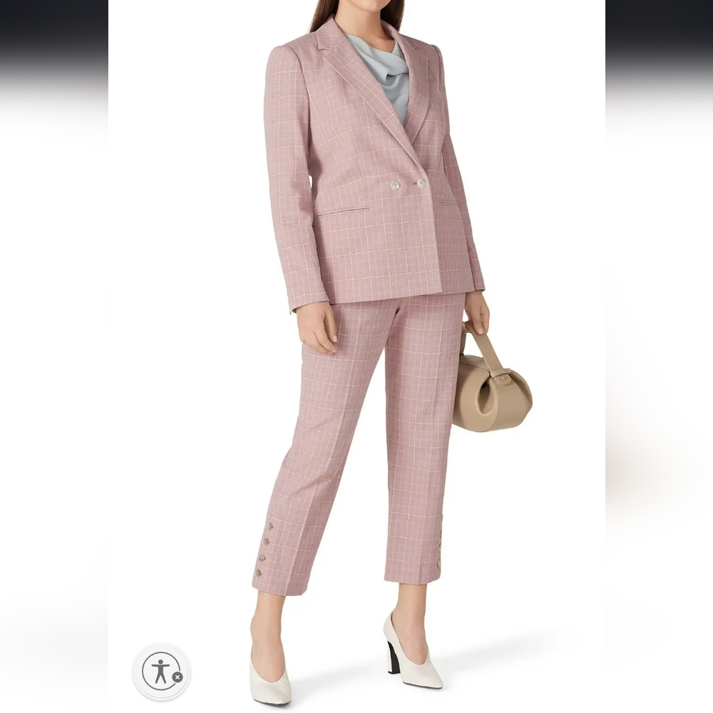 Rebecca Taylor NYC Tailored Pink Rose Plaid Suit Pants Size 8